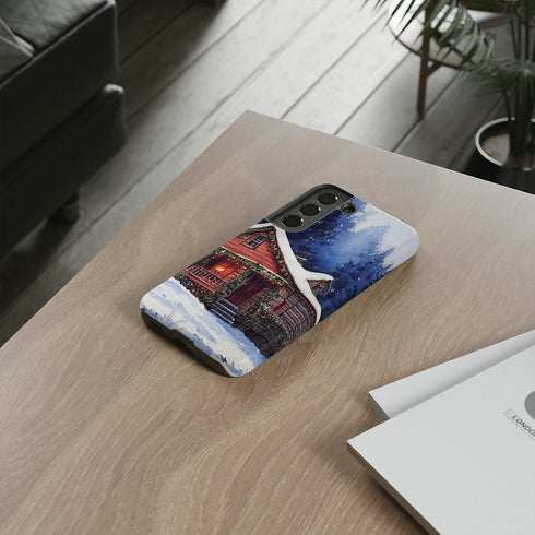 Cozy Christmas Cabin in the Snow - Impact Resistant Phone Case